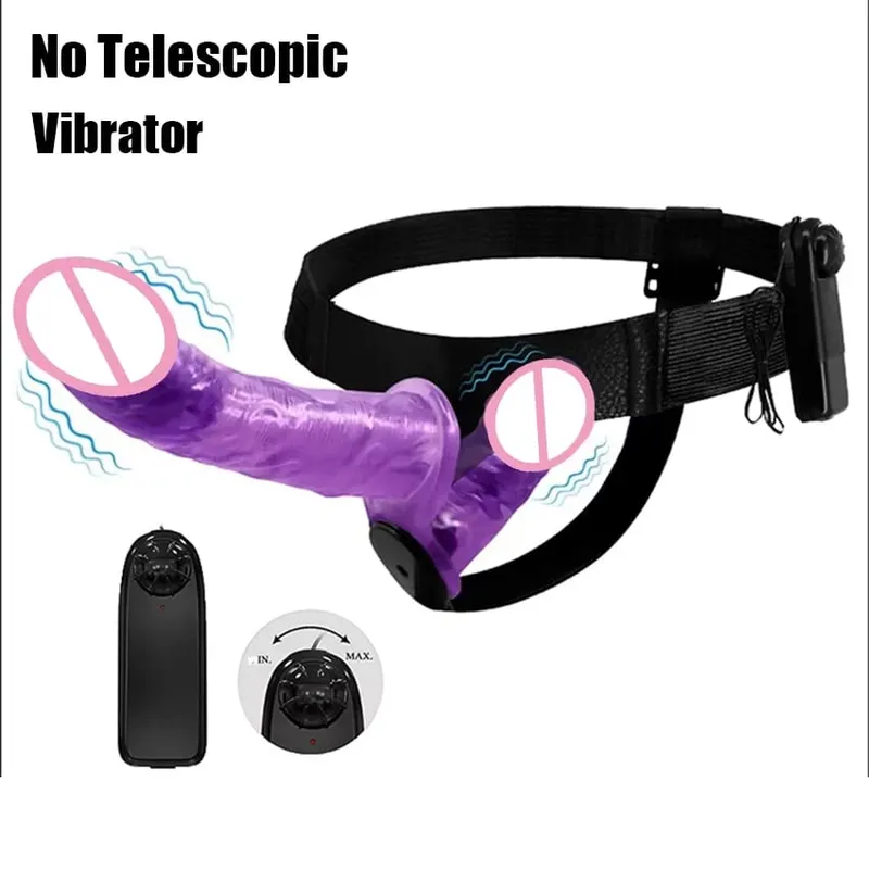 Strap On Double Head Telescopic Dildo Vibrator Realistic Wearable Massager Artificial Panties For Lesbian Adult Products Sex Toy