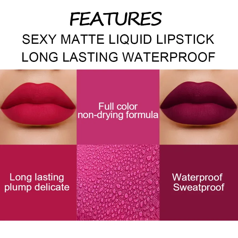 DNM 19 Color Matte Velvet Liquid Lipstick Waterproof Lasting Not Easy To Fade Lipgloss Makeup Purple Red Nude Lip Tint Cosmetics