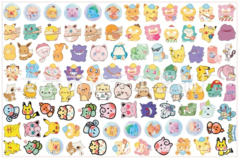 Pokemon Acrylic DIY Dán Cường Lực Kawaii Mặt Dây Chuyền Hình Đặc Biệt Cắt Anime Hoạt Hình In 2 Mặt Móc Khóa Kẹp Tóc Chất Liệu