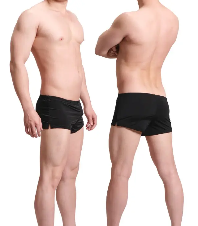 Mens Underwear Ice Silk Boxer Shorts homme Solid Mid-rised U Convex Pouch Underpants Cueca Men's Arrow Pants Plus Size M-XXL