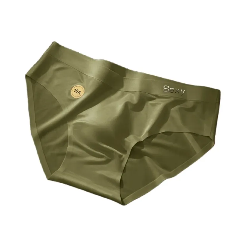 Solid Color Summer Thin Satin Briefs Men Simple Underpants Ice Silk Panties Quick Dry Breathable Seamless Underwear Men Gift