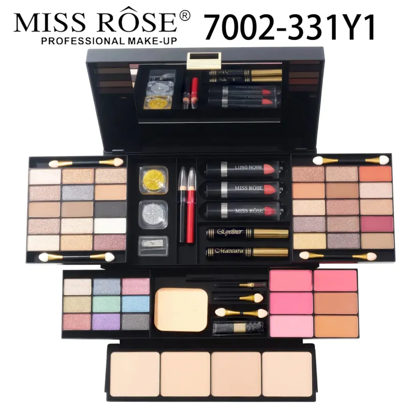 All in One Makeup Palette Set Combination of Eyeshadow Lip Gloss Lipstick Blush Highlight Powder in Compact Kit
