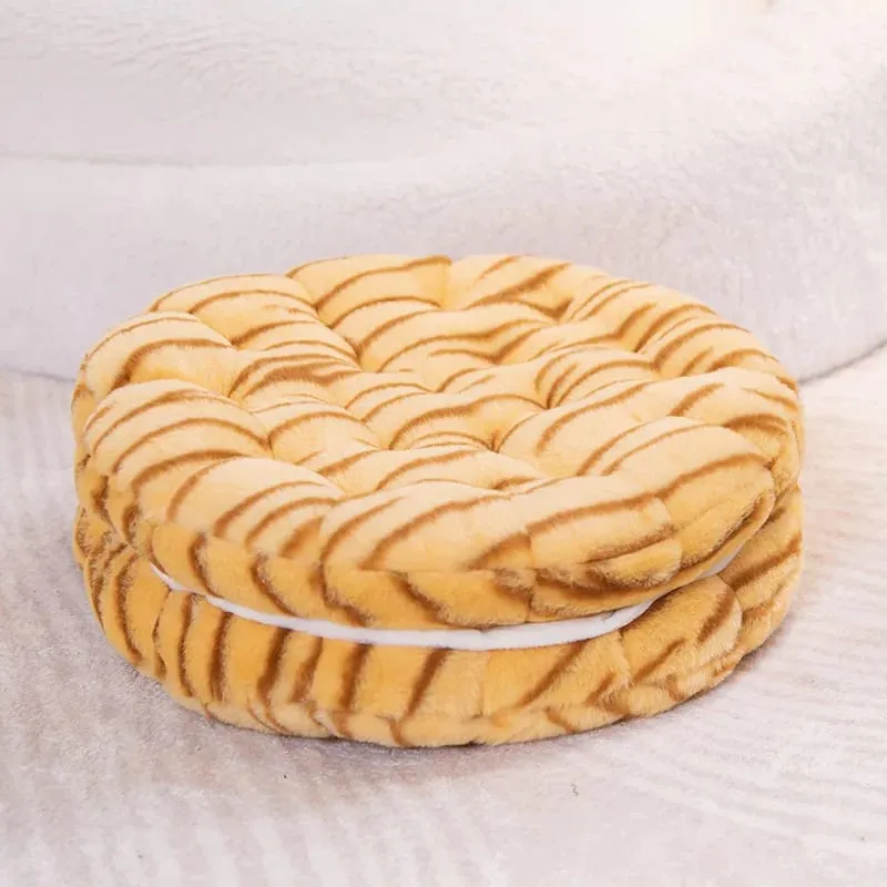 New Simulation Little Biscuits Doll Cushion Stuffed Round Cookie Plush Toys Creative Soft Pillow Chair Car Seat for Kid Gifts