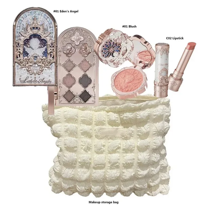 Flowerknows Zestaw do makijażu Zestaw podarunkowy Shimmer Full Box Blush Długotrwały aksamitny krem ​​do ust z torbą Zestaw De Maquiagem