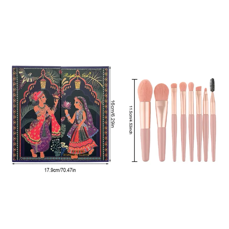 72 Colors Eyeshadow Palette with 8Pcs Makeup Brushes Matte Shimmer Glitter Bright Colorful Eye Shadow Makeup Kit for Party Stage