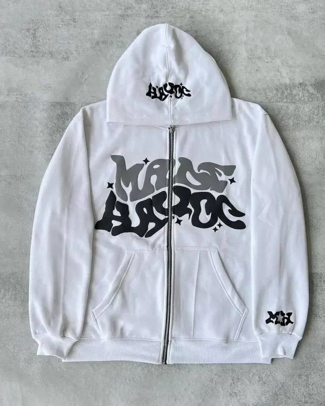 American Retro Star and Letter Printed Zipper Hoodies Women and Men Y2K Spring Autumn Section Lazy Fashion Brand Cardigan Jacket — image 9