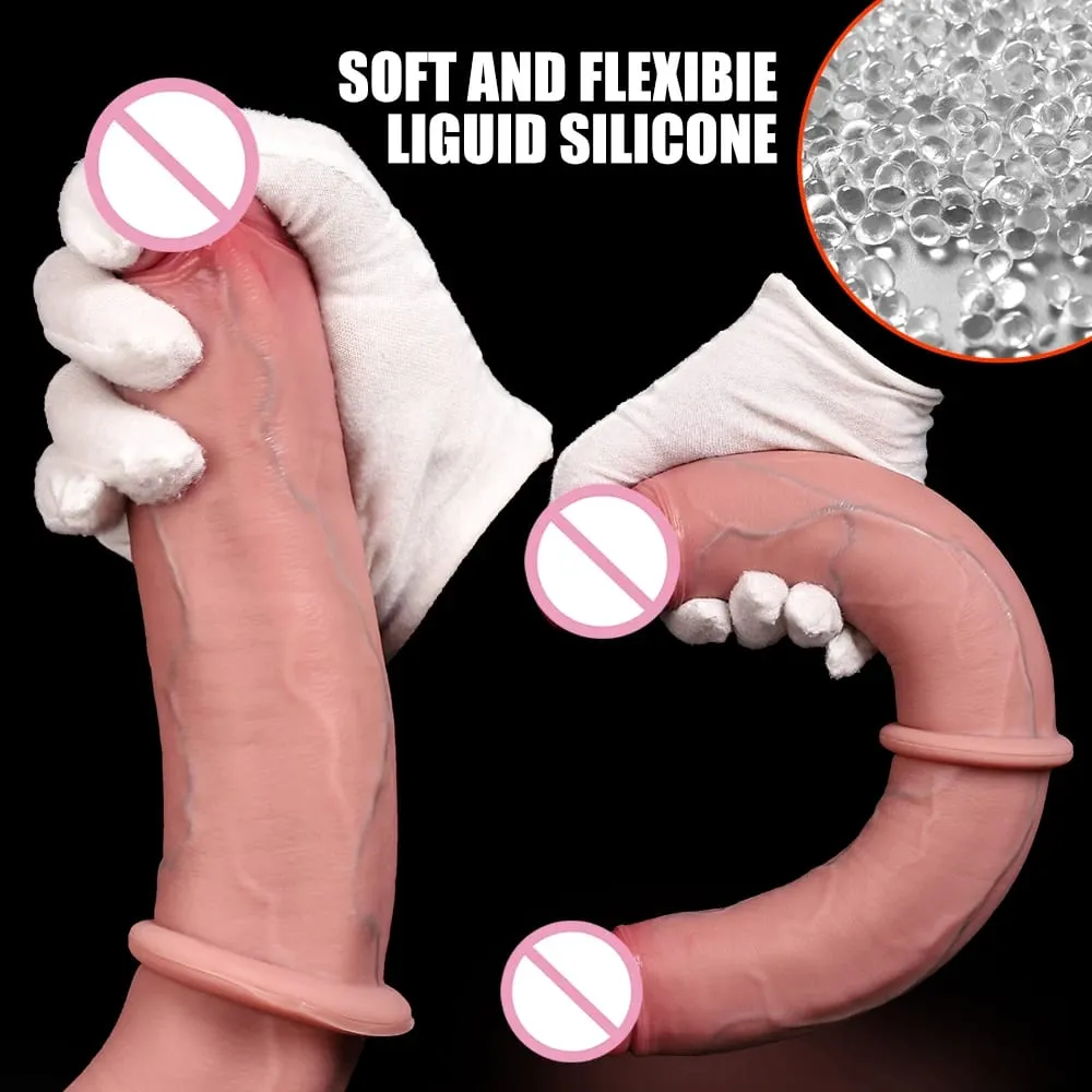 Double Ended Dildo Realistische Dubbelzijdig Grote Lange Dikke Dildo met Aderen Vaginale Anale Enorme Volwassen Penis Speeltjes voor lesbiennes
