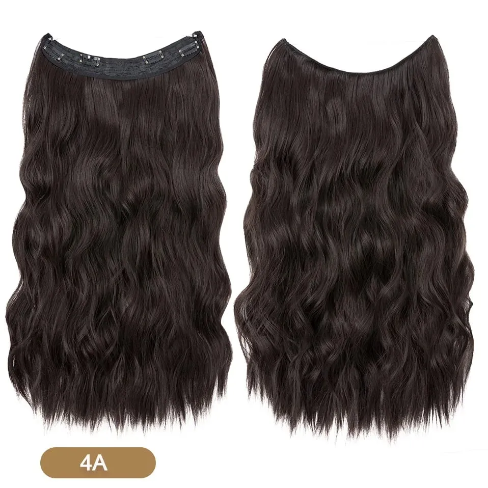 Synthetic Invisible Wire Hair Extensions Adjustable Long Clip in Wave Curly Secret Hairpiece for Women Fish Line Hair — image 6