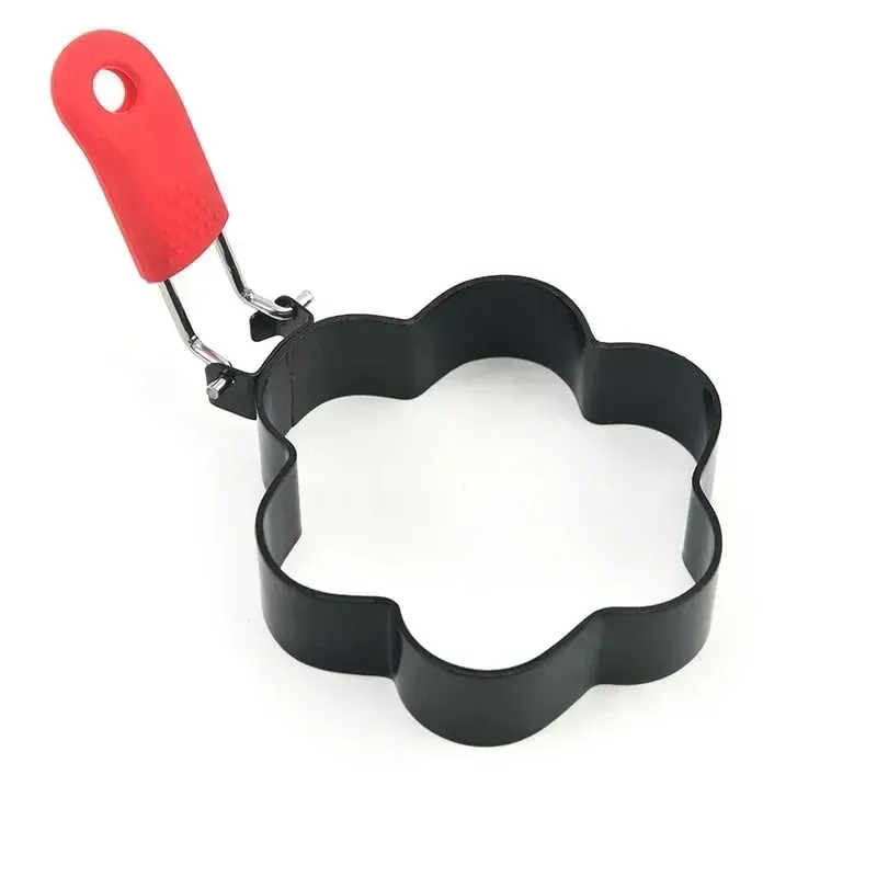 Foldable Fried Egg Tool Stainless Steel Egg Mold with Anti-Scald Silicone Handle Durable Non-stick Omelet Kitchen Accessories