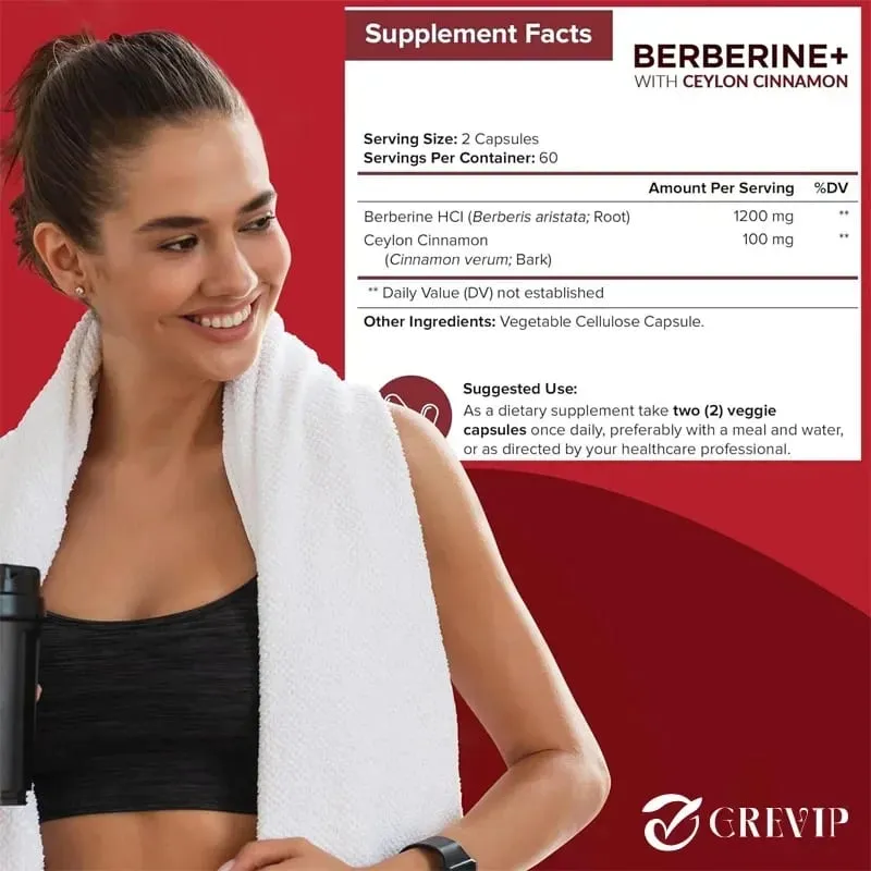 Berberine with Ceylon Cinnamon Supplement - Immune System Cardiovascular & Gastrointestinal Function — image 2