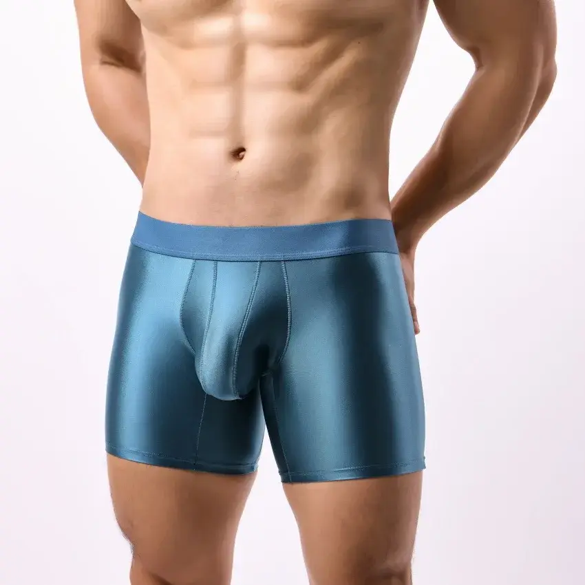 Boxer intimi da uomo Mutandine con marsupio solido per uomo Pantaloncini boxer con gamba estesa Homme Mutande sportive a vita media Uomo M-XXL