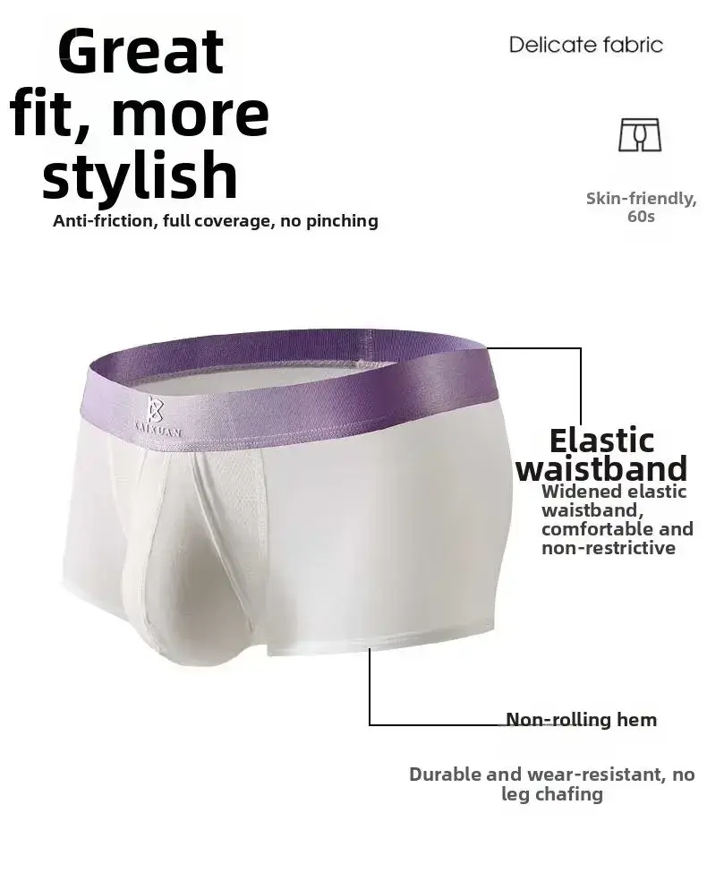 Summer Ice Silk Underwear Men's Quick Drying Boxer Shorts Lightweight Breathable Separable Side Opening Non Detachable Panties