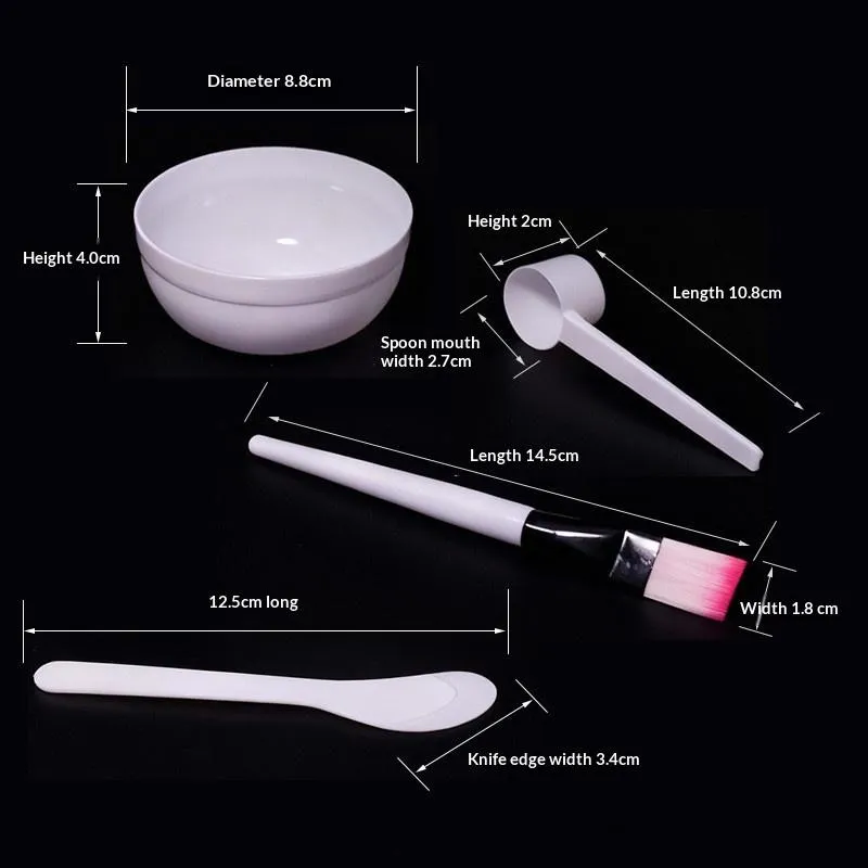 4Pcs DIY Facemask Mixing Tool Kit Facial Mask Bowl Stick Spatula Silicone Soft Face Brushes Spoons