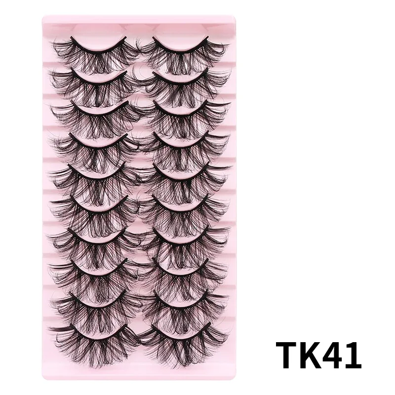 10 Pairs Russian DD Curl Bulk Fluffy Strip Lashes Natural Soft False Eyelashes Reusable Handmade Eye Lashes for Daily&Party