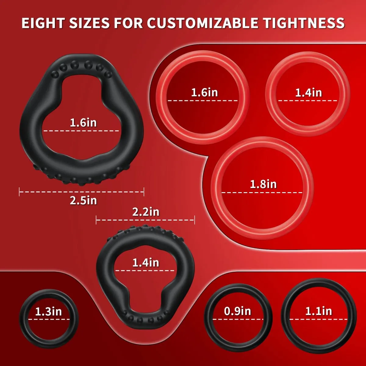 8 PCS Silicone Penis Ring Set Cock Rings for Longer Performance and Erection Enhancing Adult Sex Toys for Men Couples