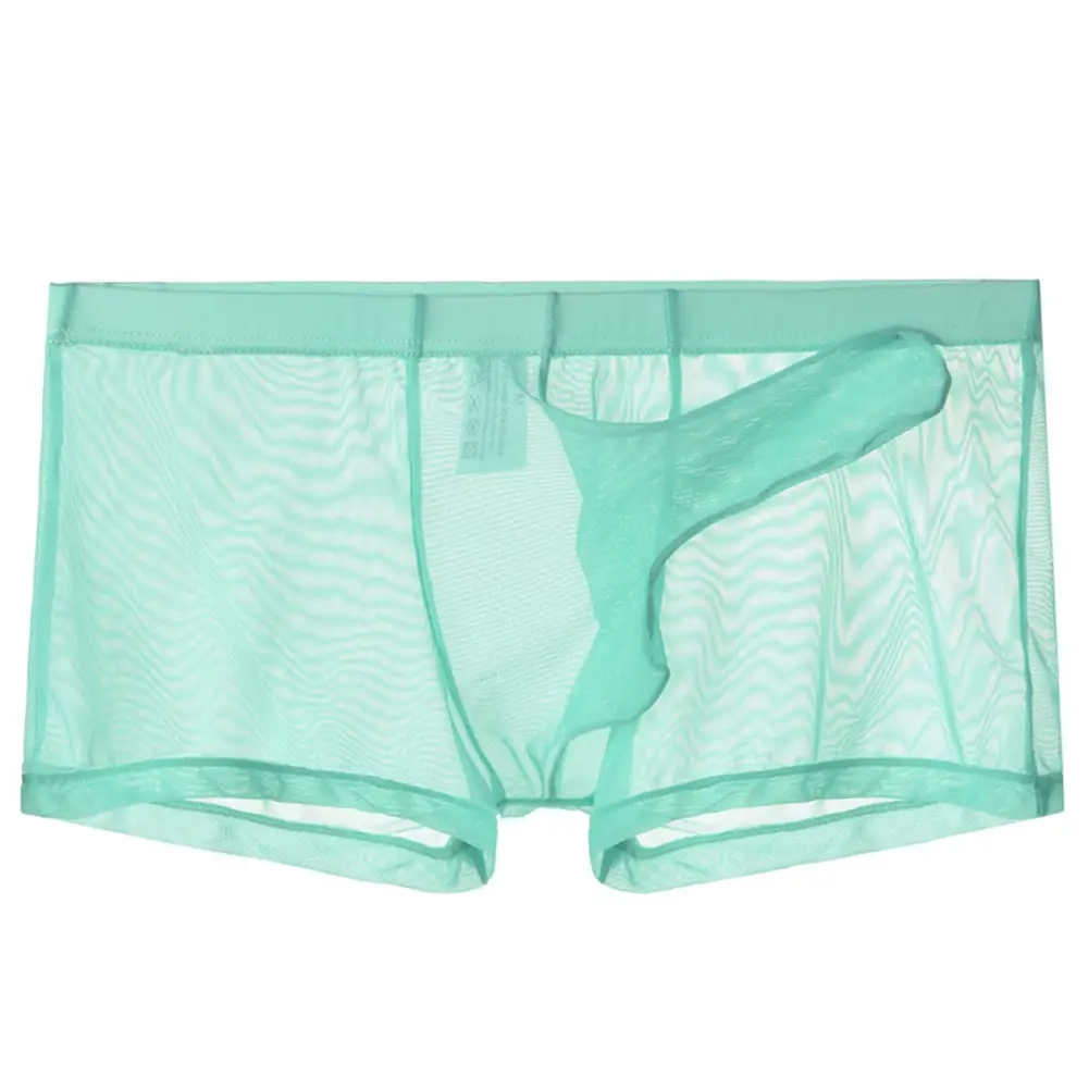 Biancheria intima leggera trasparente da uomo sexy in rete trasparente trasparente con boxer traspiranti, mutandine boxer maschili con separazione di proiettili