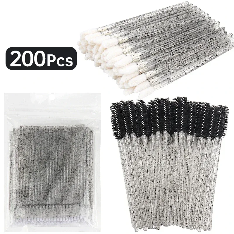 200 PCS Escovas Profissionais de Limpeza de Chicotes - Micro Varinhas de Salão para Remoção e Retenção de Extensão de Cílios | Kit de ferramentas sem fiapos