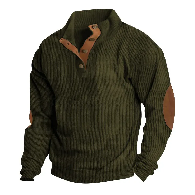 Men's Cargo Sweatshirt American Splicing Patch Pullover Men's Outdoor Jacket Corduroy Casual Long Sleeve Sweatshirt — image 13