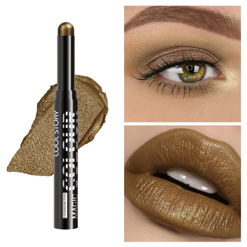 2 in 1 Eyeshadow Lipstick Stick Pencil Waterproof Glitter Brighten Matte Eye Shadow Makeup Pigment Eyeshadow Pen