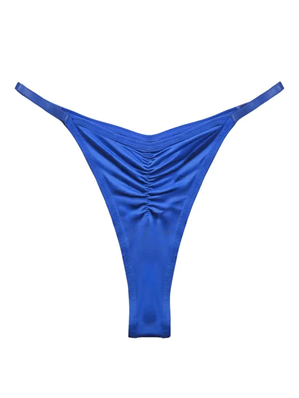 1pc Men's High Slit Ruched Thong - Ice Silky Smooth Semi Sheer, Ultra Sexy Breathable No-Stick Soft Casual Men Underwear
