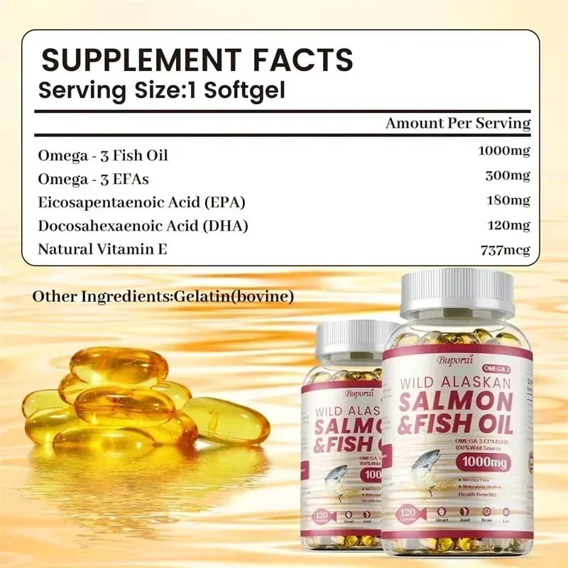 Salmon Fish Oil - Rich in EPA+DHA Supports Joint Brain and Eye Health Enhances Immune Function and Antioxidant — image 2