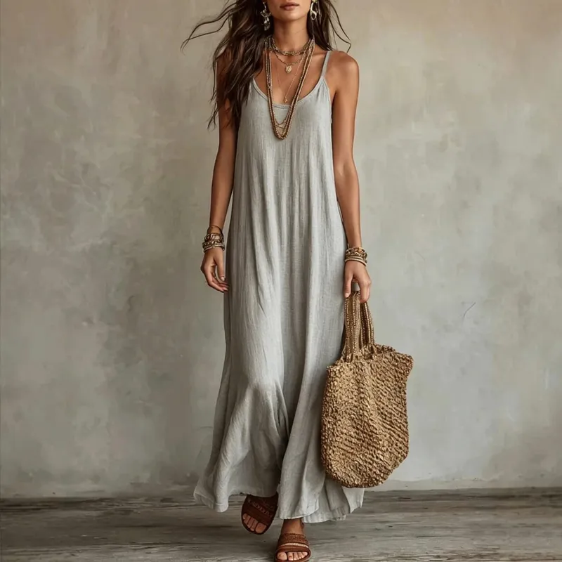 Backless Cami Dresses Summer Women Boho Dress Spaghetti Strap Sleeveless Casual Maxi Dress Long Sundress Holiday Beach Wear — image 2