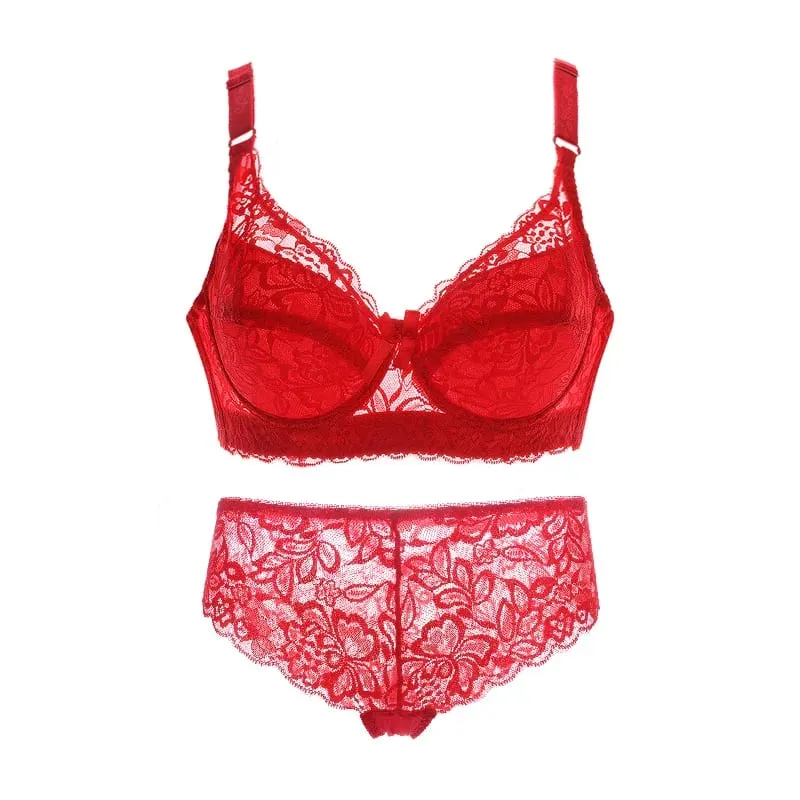 Sexy krajkové tenké kalhotky a kraťasy Velká dámská Bralette Set Push Up Set podprsenky Dívčí top BH Sety spodního prádla Push Up Intimates
