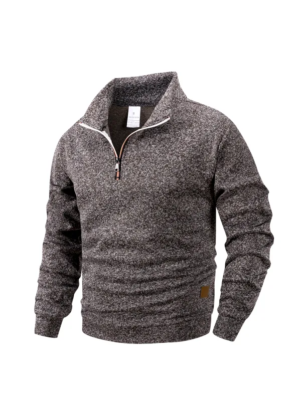 Men Sweatshirts Autumn Thicker Pullover Half Zipper Pullover Male Winter Solid Color Turtleneck Sweater Hoody Outdoor Sweatshirt — image 12