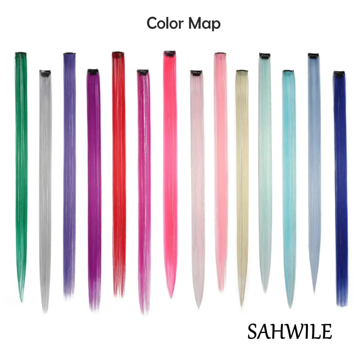 6pcs/pack Colored Party Highlights Clip in Hair Extensions 22 inches Multi-colors Straight Hair Synthetic Hairpieces