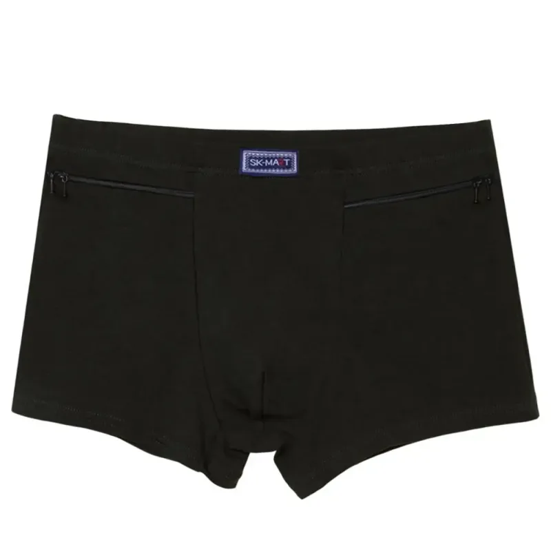 Men's Pockets Anti-theft Briefs Boxer Seamless Elastic Panties Solid Color U-Bump Male Shorts Underpants Daily Wear