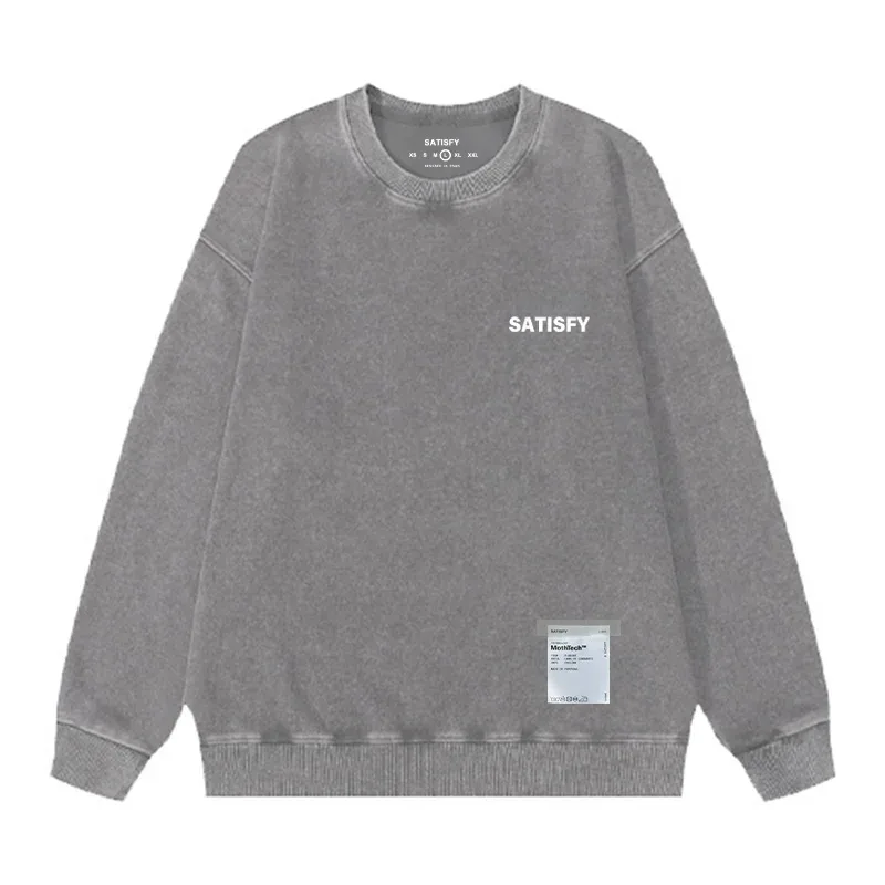 Satisfy SoftCell Men's Round-Neck Sweatshirt Running Distress Member Print Vintage Style Long Sleeve Cotton Sweatshirt with Po — image 19