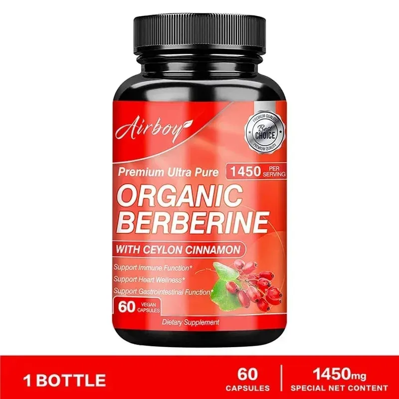 Berberine Capsules - Supports Cardiovascular Health Immune Function Metabolism and Healthy Weight Management
