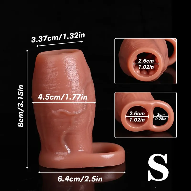 Penis Enlargement for Men Sleeve Cock Ring Delay Ejaculation Penis Extender Condom Lock Ring Sex Toys Artificial Penis Training