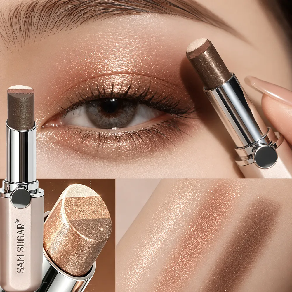 3-Color Gradient Pearlescent Eyeshadow Stick Waterproof Soft Gloss Shimmer Aegyo Sal Brightening Highlighter Eye Shadow Makeup