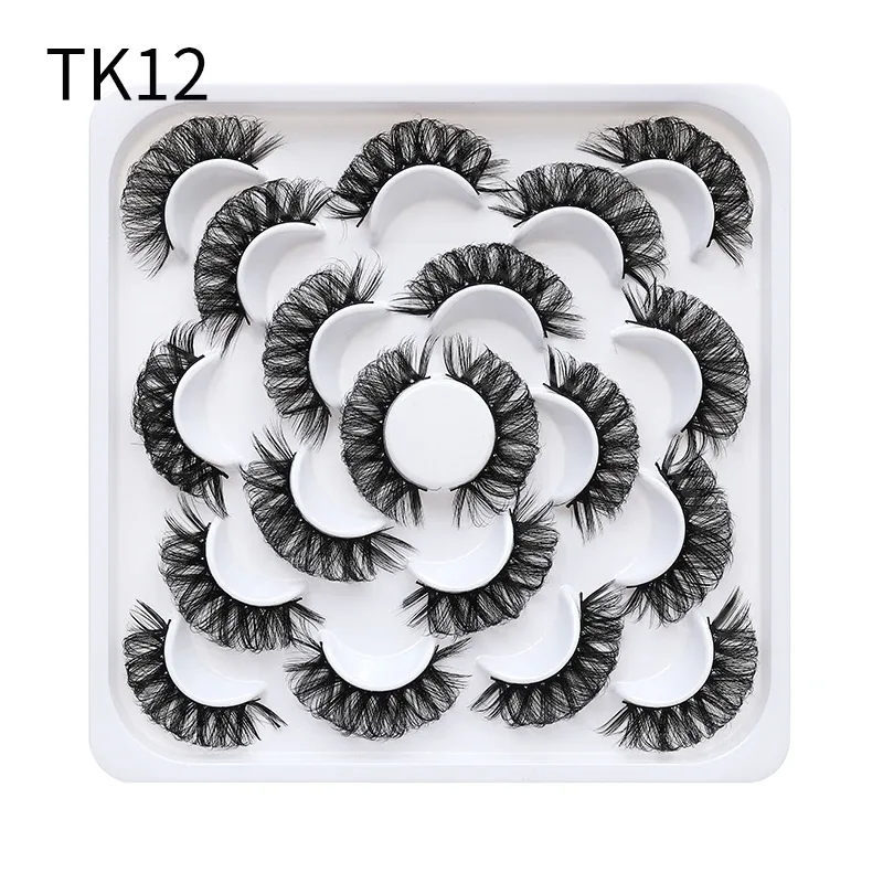 10 Pairs Russian DD Curl Bulk Fluffy Strip Lashes Natural Soft False Eyelashes Reusable Handmade Eye Lashes for Daily&Party