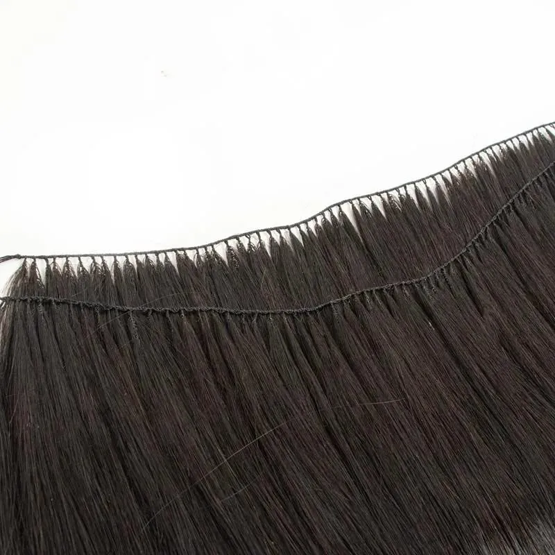 Feather Hair Bundles Extensions Natural Fish Line Human Hair Non-Remy Invisible Micro Rings Hair Extension Weft 100 Strands