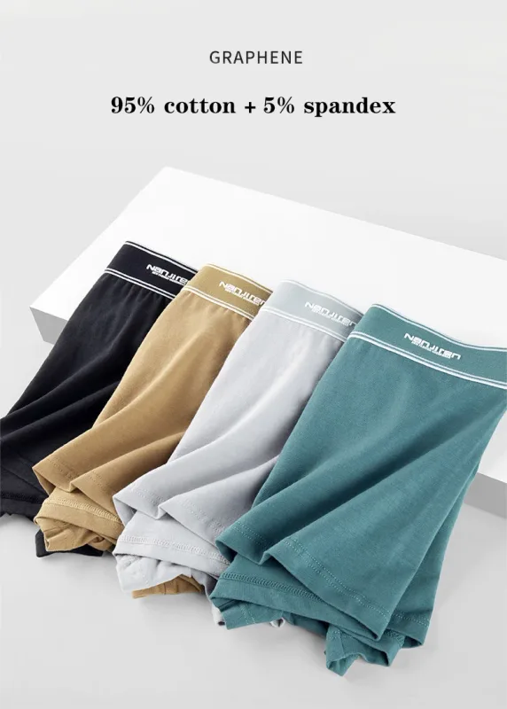 4Pcs/lot Men's Underwear Sexy Boxer Shorts Cotton Panties Man Solid Underpants Male Soft U Convex Lingerie Plus Size L-6XL
