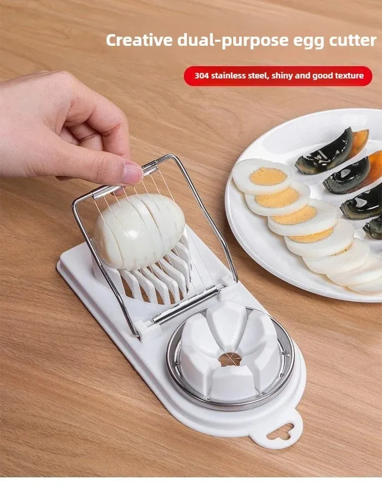 Multi Functional Egg Cutting Artifact Kitchen Household Stainless Steel Cutter Preserved Eggs Divider Two in One Egg Cutter — image 7