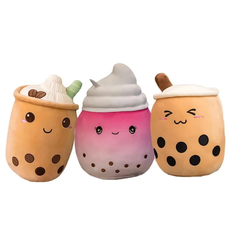 Kawaii Milk Tea Cup Plush Pillow 23cm Stuffed Food Fruit Boba Doll Ultrasoft Stuffed Plush Tea Shop Kids Toys Birthday Gift