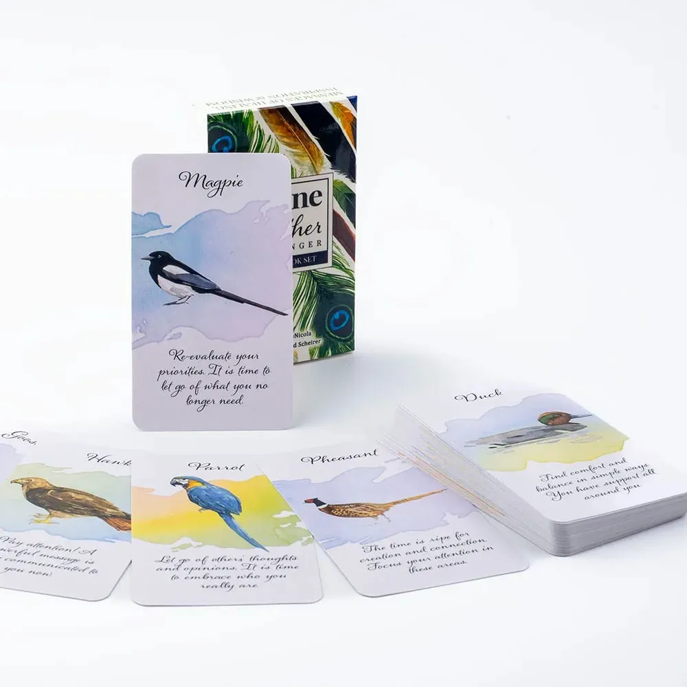Divine Feather Messenger 44 Oracle Cards English Visions Divination Edition 10.3x6cm Deck with PDF Guide Book for Board Games &