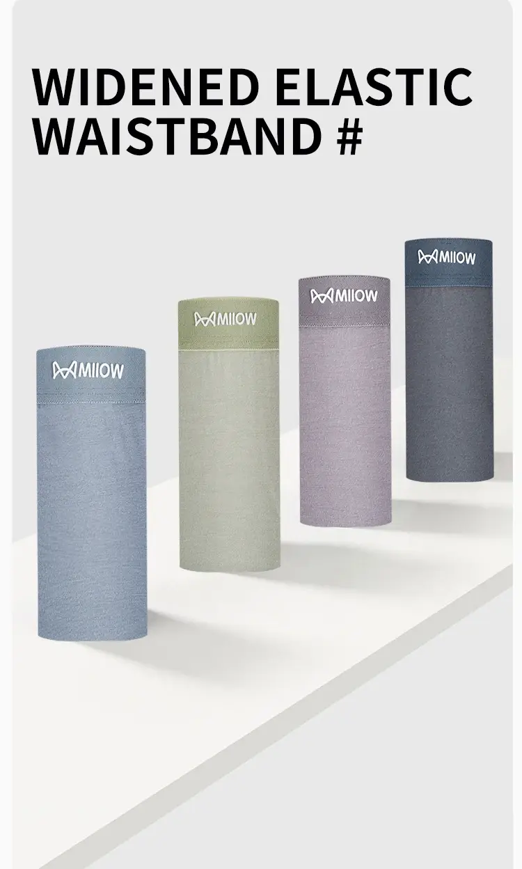 MiiOW 3Pcs Silky Modal Men Underwear Boxers Cotton Soft Touch Underpants Male Lightweight Breathable Boxers Men's Panties Trunks