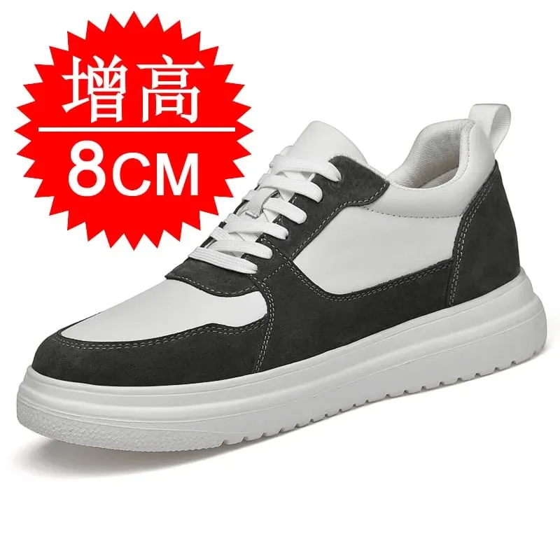 Plus Size37-46 Lift Sneakers Man Elevator Shoes Height Increase Insole 8cm White Black Taller Shoes Men Leisure Fashion sneakers
