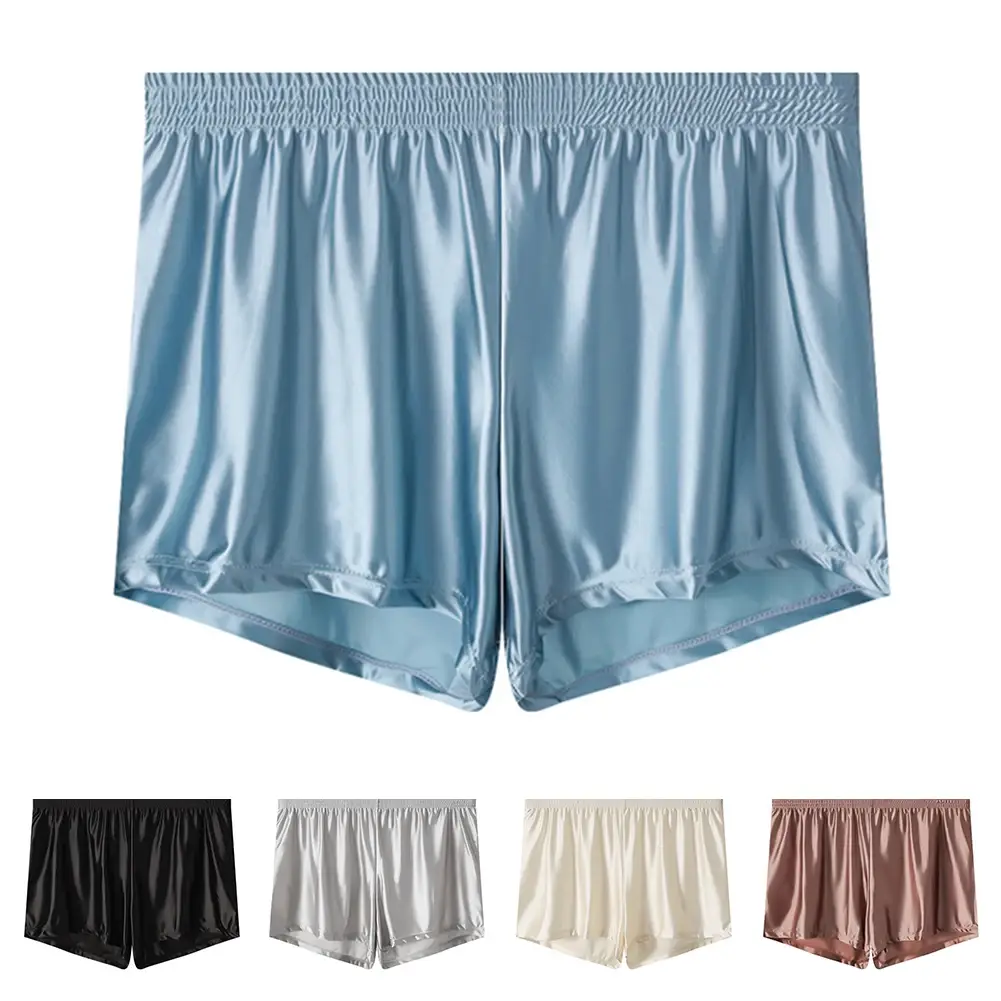 1 pz Uomini di Seta del Ghiaccio Liscia Solido Boxer Mutandine L-3XL di Grandi Dimensioni Allentato Degli Indumenti Da Notte Della Biancheria Intima Tronchi Senza Soluzione di Continuità Comodi Indumenti Da Notte