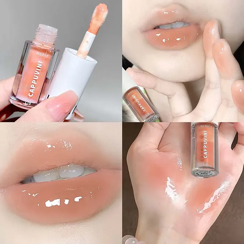 Clear Transparent Grey Purple Lip Gloss Hydrating Drying Lips Mirror Lip Glaze Tint Plumper Moisturizing Crystal Lip Oil Makeup