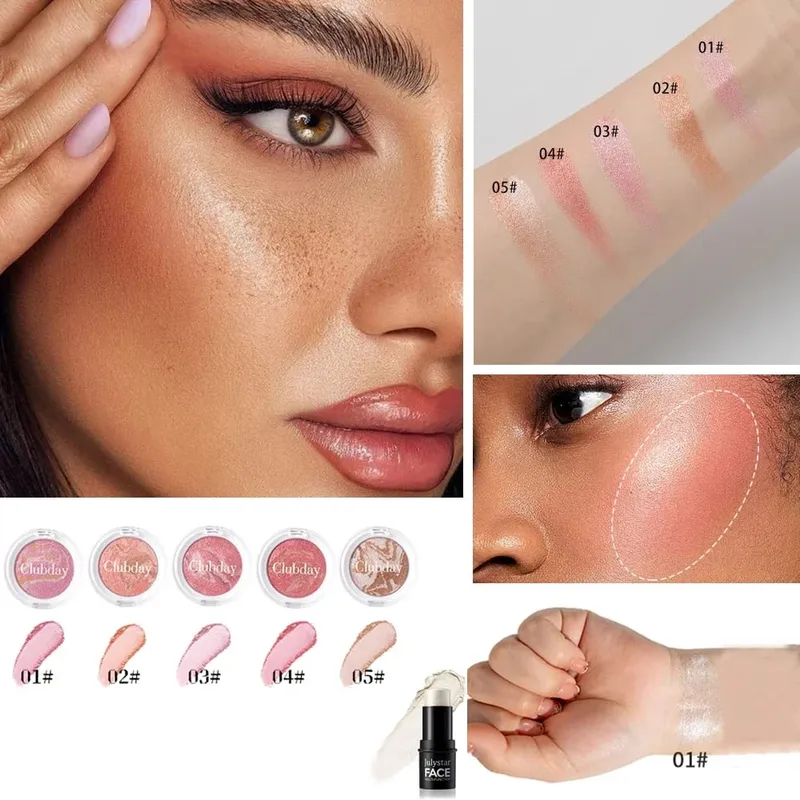 Blush & Highlight Combo Set Luminous Dewy Finish Blendable Buildable Color Long‑Lasting Wear for Natural Glowing Face Makeup