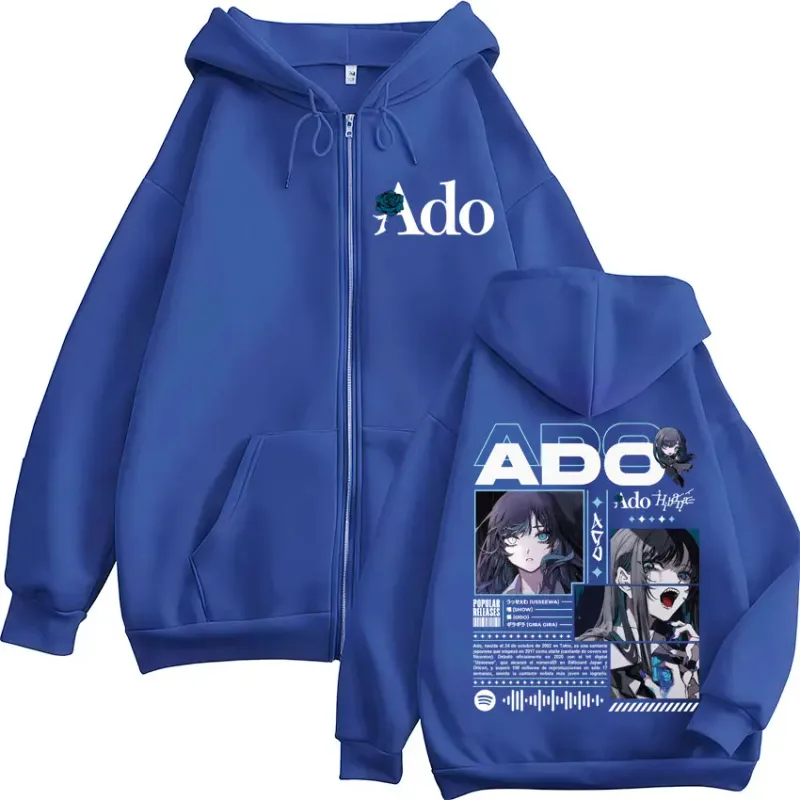 Ado world tour 2025 hibana zíper hoodies das mulheres dos homens roupas moda harajuku zip up sweatshirts pulôver jaqueta casaco streetwear