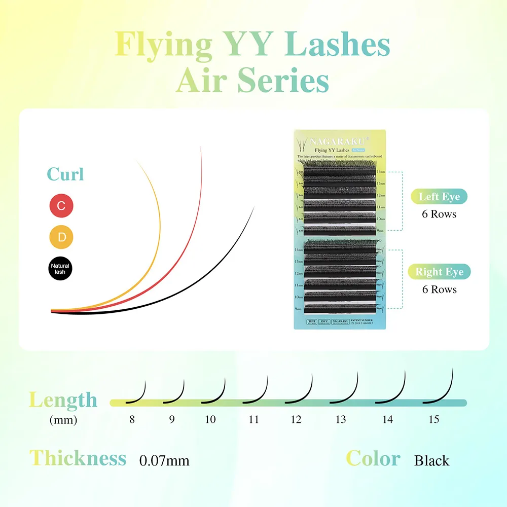 Flying YY Fox Eye Lashes Y Shape Eyelash Extensions Soft Natural Premade Volume Fans Bundle Eyelashes Makeup