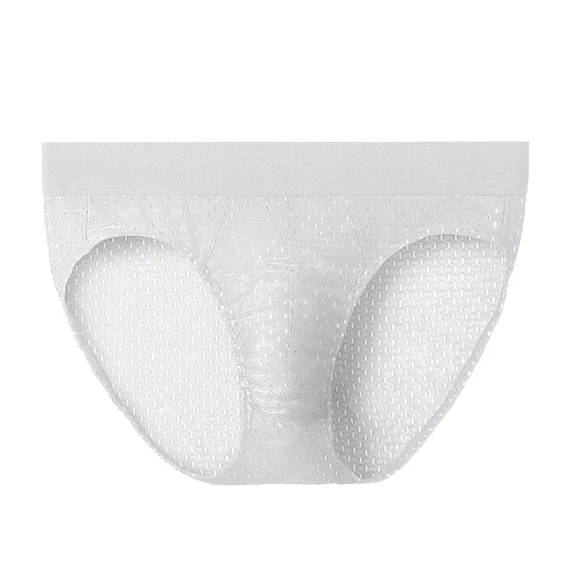 Ice Silk Sexy Underwear Men's Low-Waist Antibacterial Briefs Summer Thin Mesh Breathable Shorts Boys' Underwear