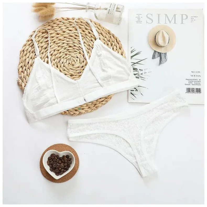 Lingerie sexy francese per donna dal design sottile senza cerchi in acciaio o protezioni per il petto che raccolgono il set di reggiseni da donna in lingerie — image 4