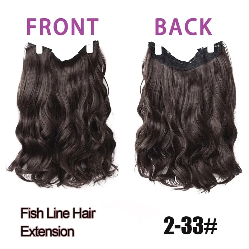 Silike 180g Fish Line Synthetic Wavy Clips in One Piece Hair Extensions 24 inch 17 Colors Heat Resistant Hair Extension — image 27